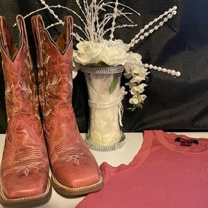 Pink embroidered Dan Post boots